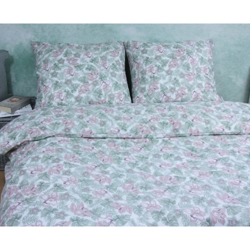 Komplet Pościeli z Bawełny 160x200 clematis miętowy